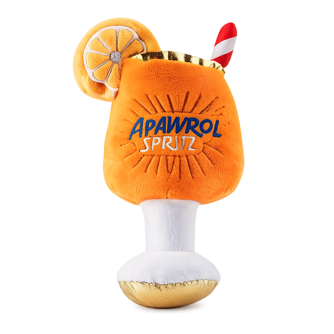 Apawrol Spritz plush cocktail glass dog toy with squeaker