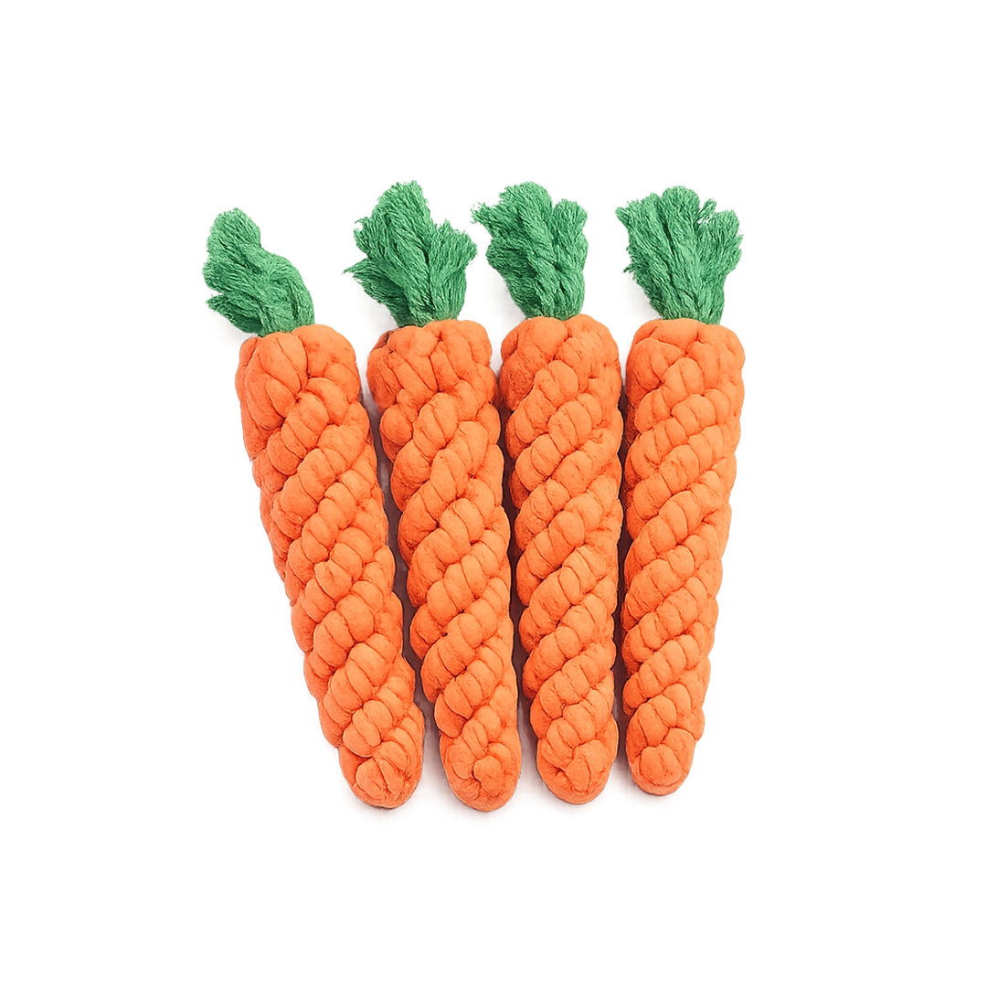 Chompy Carrot carrot-shaped cotton rope chew toy for dogs