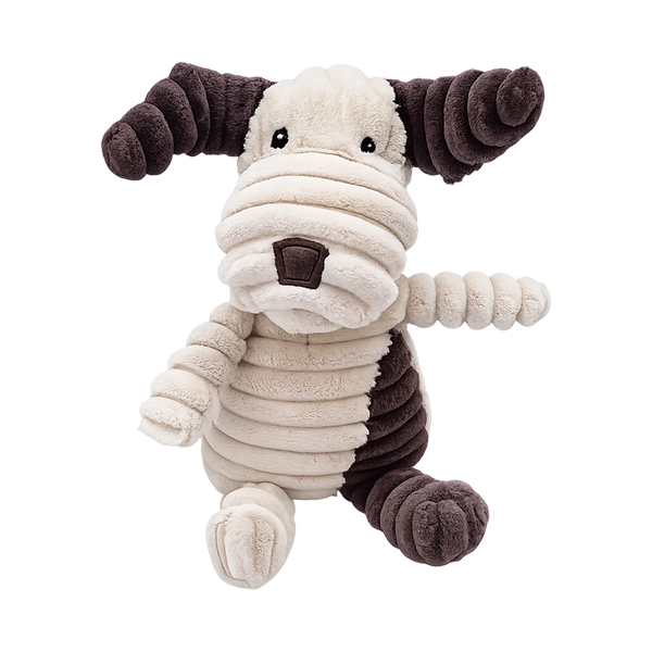 Decoy ribbed plush dog-shaped dog toy