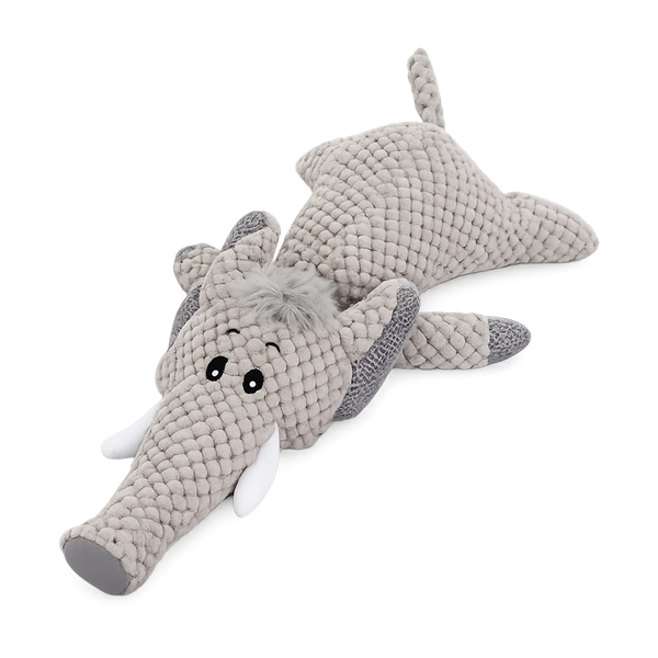Lumpy plush elephant dog toy with squeaker