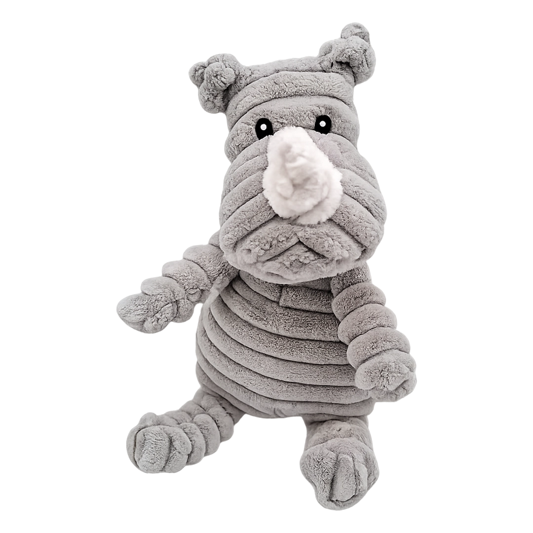 Rhonda ribbed plush rhino dog toy