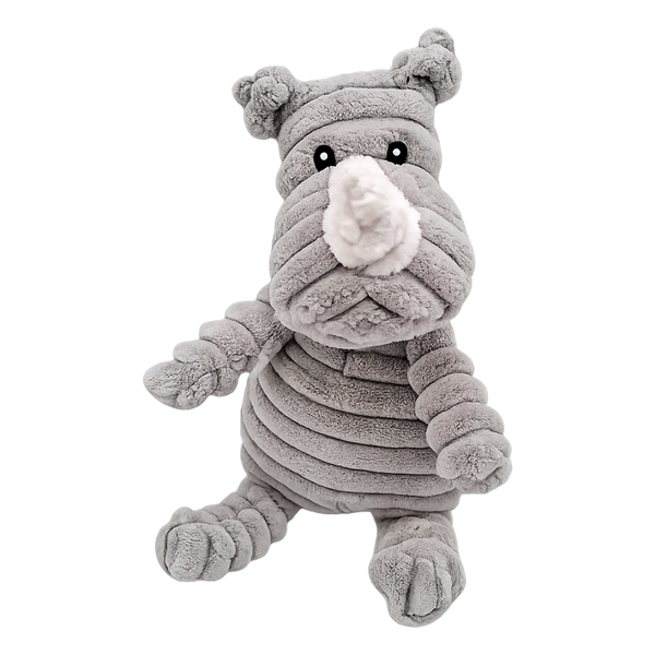 Rhonda ribbed plush rhino dog toy