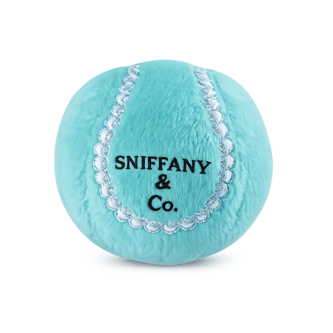 Sniffany & Co blue plush tennis ball dog toy