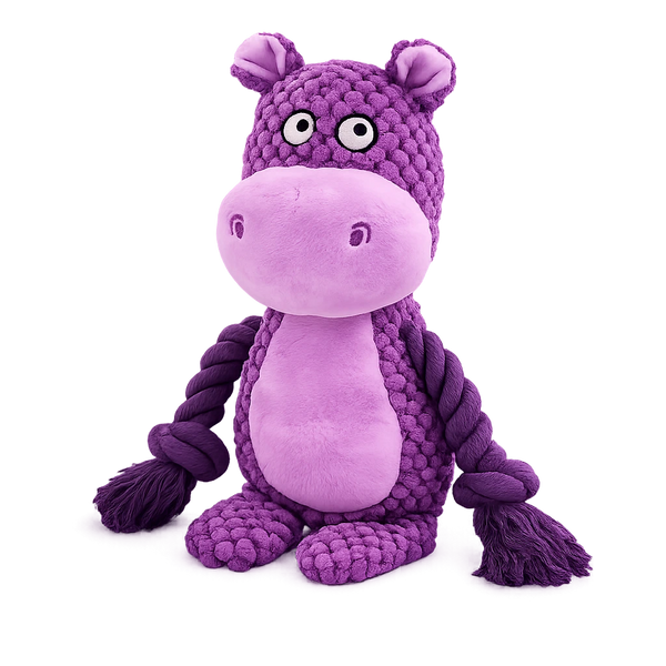 Violet plush dog toy