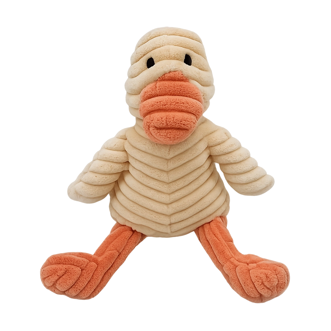 Waddles ribbed plush duck dog toy