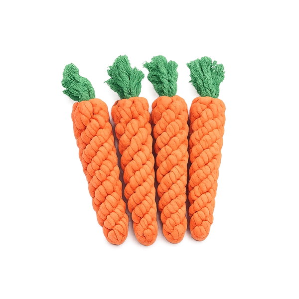 Chompy Carrot carrot-shaped cotton rope chew toy for dogs