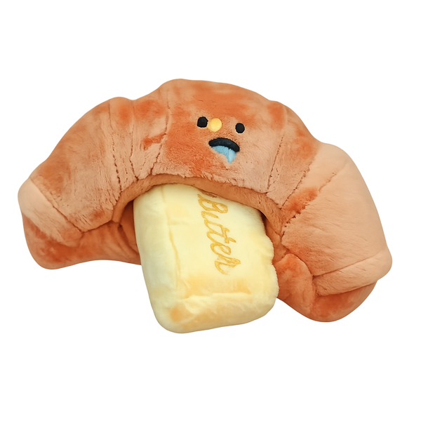 Crinkle Croissant plush croissant dog toy with crinkle and squeaker