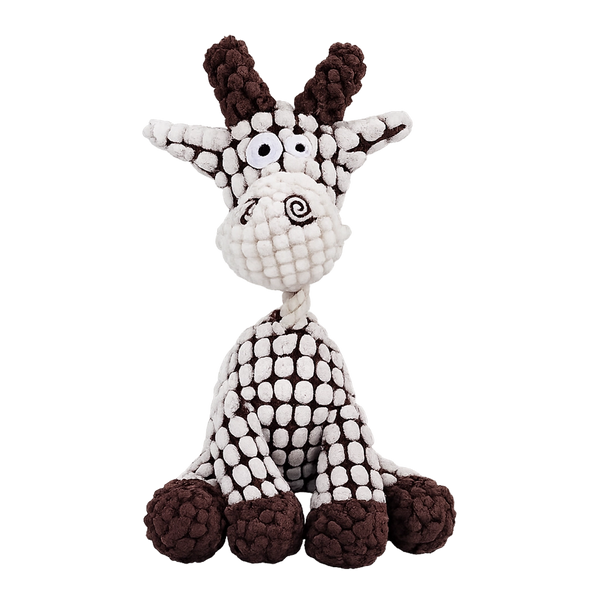 Patches chunky knit giraffe plush dog toy