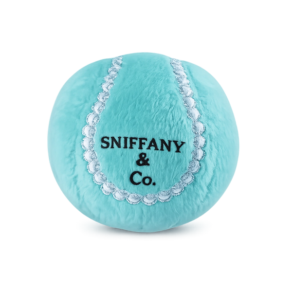 Sniffany & Co blue plush tennis ball dog toy