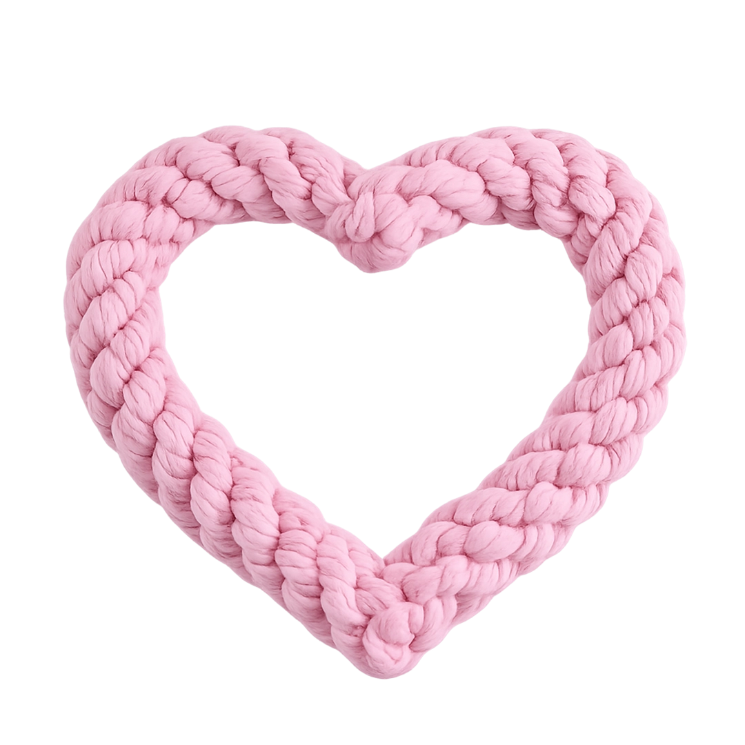 Tug of Hearts heart-shaped rope tug toy for dogs