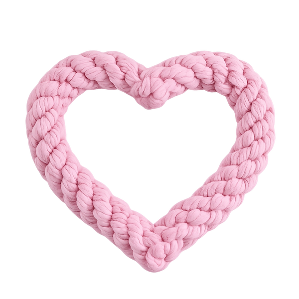 Tug of Hearts heart-shaped rope tug toy for dogs